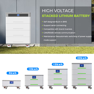 Système solaire et batterie tout-en-un 10 kWh 15 kWh 20 kWh, batterie de stockage d'énergie domestique empilable avec fonction intégrée - Product Image 4