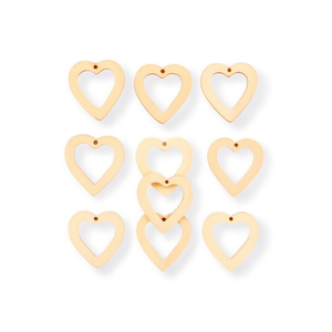 Accessorio in legno a forma di cuore ILAN 23x24mm 10 pezzi per lavori artigianali - Product Image 1