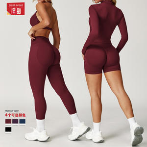 Disko Sport – ensemble de yoga pour femmes, col roulé, dos nu, couleur unie, ensemble deux pièces, vêtements de fitness à séchage rapide pour la course à pied, l'entraînement, TZ85037655 - Product Image 1