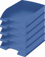 Leitz A4 Bac à lettres empilable moderne, lot de 5 bacs empilables, assortiment Blauer Engel Recycle, bleu 52275030