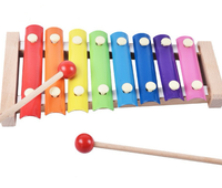 Xylophone en bois à 8 touches colorées, instrument de musique arc-en-ciel avec maillets, jouet musical éducatif pour les tout-petits