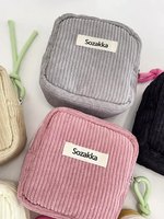 Simple mignon Tampon/serviette hygiénique organisateur nouveau Style couleur unie velours côtelé Polyester sac avec fermeture à glissière rouge à lèvres et trousse de maquillage