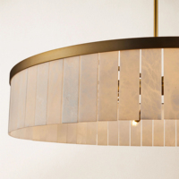 Lustre moderne minimaliste en marbre naturel rond, luminaire suspendu pour plafond haut, lampe suspendue décorative pour salon, LED