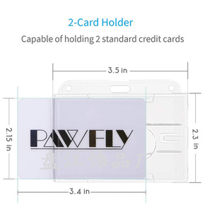 Hard plastic PC dual-card slot horizontal and vertical bus card <b>holder</b> PS transparent name badge/<b>ID</b> card with thumb slot - Product Image 2