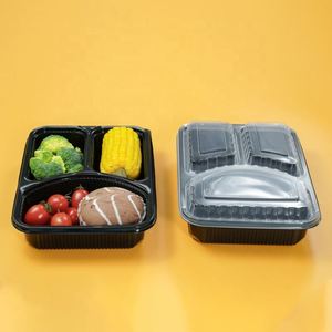 Contenedor de Plástico PP Desechable con 3 Compartimentos para Comida de Restaurante, Envases para Entrega, Preparación de Comidas, Apto para Microondas, Caja para Mantener la Frescura - Product Image 1