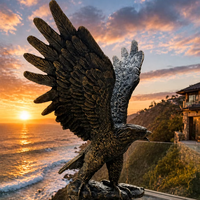 Statue d'aigle volant en bronze coulé sur mesure grandeur nature pour extérieur, grande sculpture en métal d'aigle blanc américain pour la décoration de jardin, de place publique ou de poteau de portail