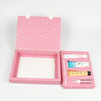 Coffret cadeau cosmétique rose pliable biodégradable en carton avec logo gaufré personnalisé, éponge pour huiles essentielles