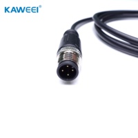 Kabel tahan air IP67 IP68 Male M12, kabel 2 3 4 5 6 7 8 9 10pin tahan air