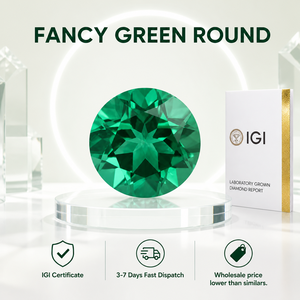 Diamant rond brillant vert vif fantaisie, taille brillant, certifié IGI, clarté VS1, diamant CVD pour bijoux - Product Image 1