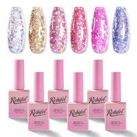 Robifel Gel UV pour Nail Art, 24 Couleurs, Collection de Vernis Gel Scintillant Effet Laser Étoile, Pour Toutes Saisons, Manucure DIY à Dissoudre