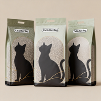 Sachet Doypack imprimé directement par le fabricant pour aliments pour chats, avec illustrations réalistes de chats, fermeture éclair refermable, pour 5 kg