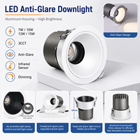 Spot encastré LED COB tout aluminium anti-éblouissement, projecteur de plafond dimmable pour intérieur, maison et commerce