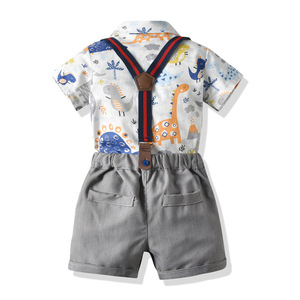 Vêtements pour enfants, ensemble vintage pour tout-petits, combinaison et pantalon en coton biologique pour bébés garçons, vente en gros - Product Image 1