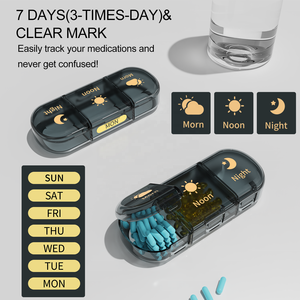 Pastillero semanal Gujia <span class=keywords><strong>de</strong></span> 21 compartimentos, material ABS + PP, estuche <span class=keywords><strong>de</strong></span> viaje portátil ecológico para organización <span class=keywords><strong>de</strong></span> medicina diaria - Product Image 2