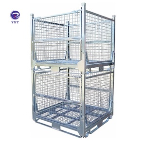Carretilla elevadora apilable Industria de reciclaje móvil Paletas de jaula de malla galvanizada - Product Image 2