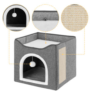 Cama para gatos de interior Diseño plegable con almohadilla para rascar Pelota de juguete Lavable Hideaway Pet Shelter - Product Image 4