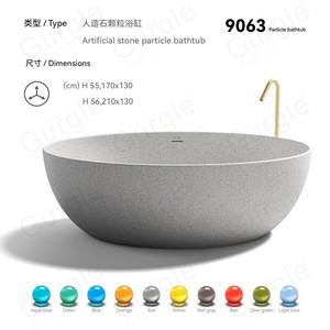 Bañera de Diseño Moderno de Superficie Sólida, Color Gris <span class=keywords><strong>Cemento</strong></span>, Bañera de Piedra Artificial para Apartamento u Hotel - Product Image 6