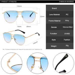 Gafas de Sol de Piloto Retro 2023 con Montura Metálica de Doble Puente, Lentes Transparentes con Degradado y Protección UV400 para Hombre y Mujer - Product Image 6