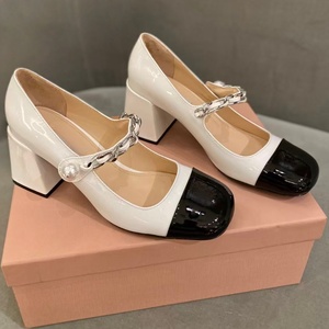 Zapatos de Tacón Miu Originales de Lujo 2025, Zapatos de Mujer de Piel Genuina de Alta Calidad con Hebilla Única, Personalizados OEM, Nueva Moda - Product Image 1