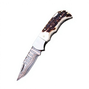 Custom Size Handmade High Quality Industrial Grade Damascus Steel <b>Knives</b> Stag Horn <b>Handle</b> Clip Point OEM Outdoor Camping <b>Knives</b> - Product Image 1