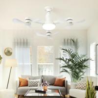 Lustre LED blanc avec ventilateur de plafond, plusieurs têtes de ventilateur, abat-jour rond, moderne, pour chambre à coucher, salon, salle à manger, lampe suspendue