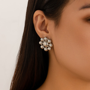 Conjunto de pendientes de cuentas y anillo para mujer, aretes de aleación fina, aretes de uva, accesorios de joyería de moda, regalo - Product Image 5