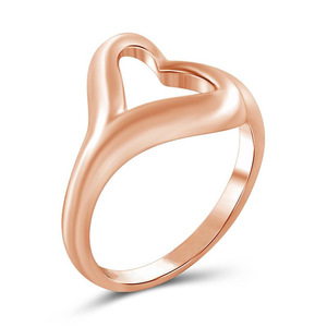 Anello a Forma di Cuore F314 in Oro Rosa, Anello Unisex alla Moda, Gioiello per San Valentino, Design Semplice - Product Image 1