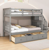 Lit superposé en bois de pin massif avec tiroirs, design moderne, mobilier de maison, style chinois, pour chambre à coucher, appartement ou école