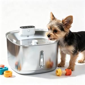Fontaine à eau pour animaux de compagnie en acier inoxydable anti-rayures, filtration complète, distributeur d'eau pour plusieurs chats et chiens - Product Image 1
