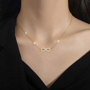 Collar de Acero Inoxidable con Colgante de Número 8 e Inicial, Cadena de Clavícula con Diamantes Brillantes - Product Image 6