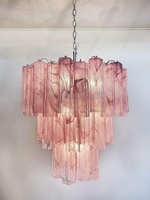 Magnifique lustre italien vintage en verre de Murano fait main, rose, pour la décoration du salon, de la salle à manger et de la chambre à coucher
