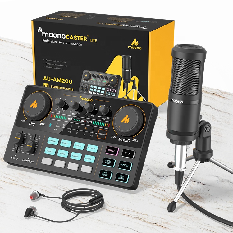 MAONOCASTER настольный микрофон для записи с подставкой для штатива аудио миксер звуковая карта и монитор наушники для пения
