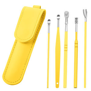 Stainless Steel <b>Ear</b> <b>Pick</b> Set 6 Pieces Yellow Portable Spiral Cleaning Tools For <b>Ear</b> Wax Removal - Product Image 1