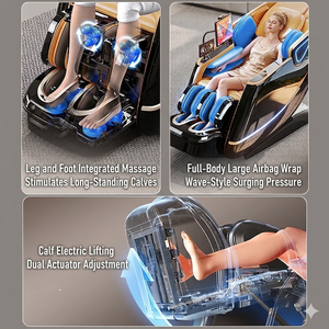 6D Jade Ultra Dual Core <b>Chair</b> Deep Tissue Track <b>Zero</b> <b>Gravity</b> Airbag Foot Roller Heat Therapy Smart Recliner - Product Image 2
