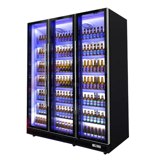 Congelador comercial Pantalla de puerta de vidrio Vitrina refrigerada Enfriador de bebidas de cerveza vertical