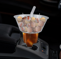 Nouveau design de gobelets jetables 2 en 1 en plastique PP pour snacks avec bol pour dessert snacks sur le dessus pour hot pot