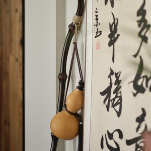 Canne de marche en bambou naturel, canne de savant inspirée de Su Dongpo, antidérapante, avec une gourde. - Product Image 4