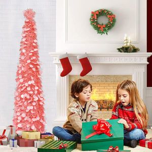 Série <span class=keywords><strong>d</strong></span>'arbres de Noël pliables transfrontaliers 1,5 m, <span class=keywords><strong>d</strong></span>écoration <span class=keywords><strong>d</strong></span>'arbre de Noël rétractable rond rose mignon - Product Image 6