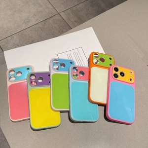 Nouvelles coques de téléphone portable color block pour iPhone 17 13 14 15 16 Pro Max avec bouton tactile pour caméra IA, protection antichoc - Product Image 2