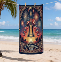Serviettes de plage personnalisées en gros pour le 250e anniversaire des États-Unis, thème patriotique, anti-sable, en microfibre