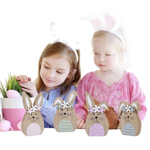 Wooden Easter Bunny Decor Set MDF Rabbit Shape Indoor Party Ornament Spring Gift - Product Image 5