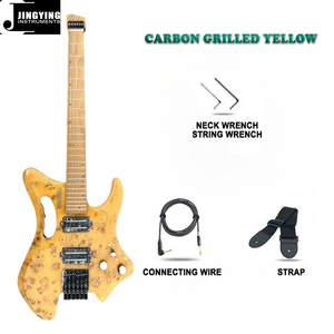 Guitares électriques sans tête Jingying 2025 <span class=keywords><strong>haut</strong></span> <span class=keywords><strong>de</strong></span> <span class=keywords><strong>gamme</strong></span> en carbone coloré avec micros en aluminium nickel-cobalt, instruments à cordes - Product Image 3