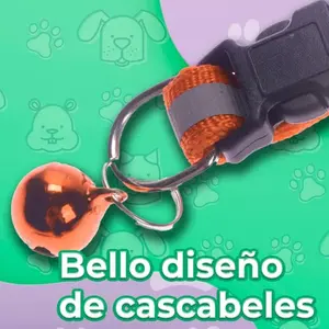 Reflective Pet Collar with <b>Bell</b> for <b>Dogs</b> and Cats, Adjustable 19-32 cm, Waterproof Polyester, Simple Solid Design, All Seasons U - Product Image 6