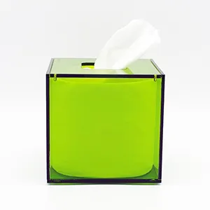 Supporto magnetico per scatola di fazzoletti in acrilico verde Neon coperchio vassoio Dispenser custodia per fazzoletti, portafazzoletti per il viso in Lucite