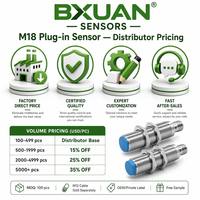 Sensor de Proximidad Inductivo de 18 mm, Alcance de Detección de 5 mm, Conector Rápido M12 de 4 Pines, NPN PNP NO NC, 12-24 VCC, IP67, para Cableado Rápido PLC