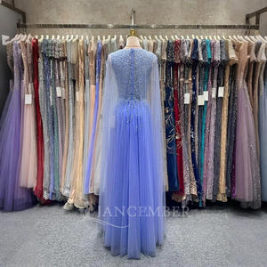 Jancember LSJA06时尚v领亮片披肩袖正式舞会女装 - Product Image 6