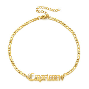 Tobilleras de Acero Inoxidable con Letras Inglesas en Oro de 18K, Adornos para Pies de Mujer, Joyería Simple que Combina con Todo - Product Image 5