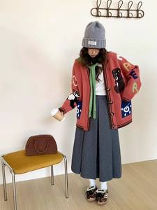 <span class=keywords><strong>Pull</strong></span> tricoté haut femmes à manches longues col en v dessin animé ours en peluche Jacquard <span class=keywords><strong>pull</strong></span> <span class=keywords><strong>veste</strong></span> - Product Image 3