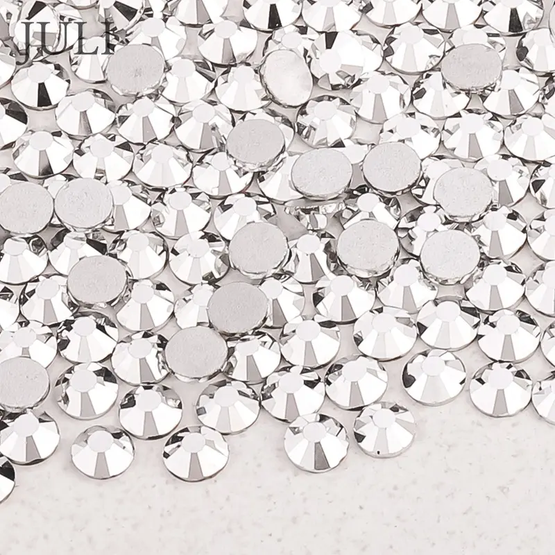 ขายส่ง Ss12 Ss16 Ss20คริสตัลหินสติกเกอร์ไม่ร้อนแก้ไข Strass แก้ว Flatback Rhinestones