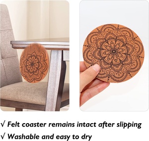 Sous-verres ronds en <span class=keywords><strong>feutre</strong></span> absorbant la chaleur, imprimés, personnalisés, pour boissons, verres à vin, tasses à thé, tasses à café - Product Image 5
